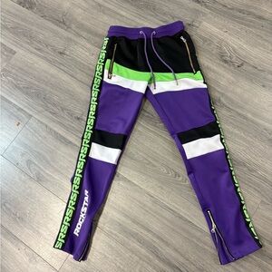 Rockstar Purple and Green Track Pants
